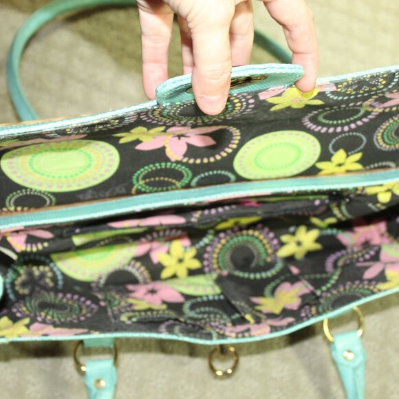 Maggi B Natural Straw & Aqua Blue Edging And Handles Handbag - Picture 6 of 15